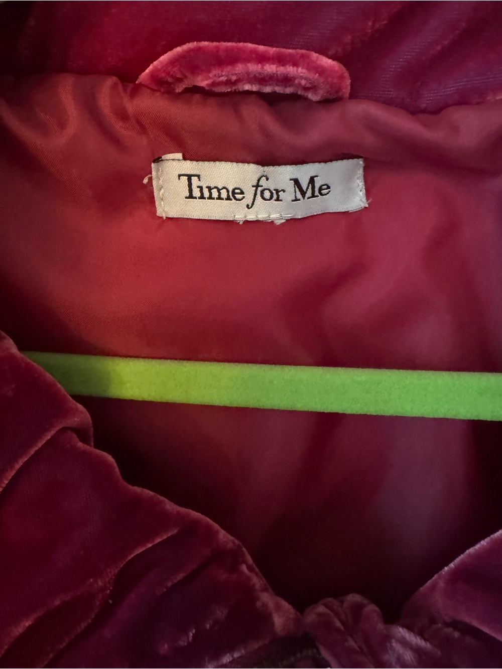 Women's Velvet Puffer Jacket - Raspberry - Picture 2 of 5